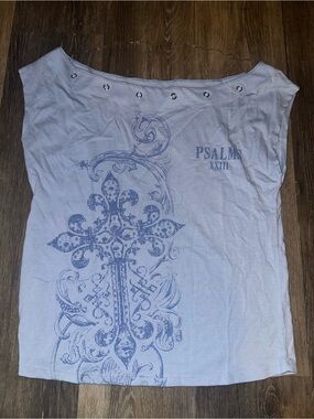 Cold Crush Light Blue Women's Tank with Studded Boat Neck and Graphic